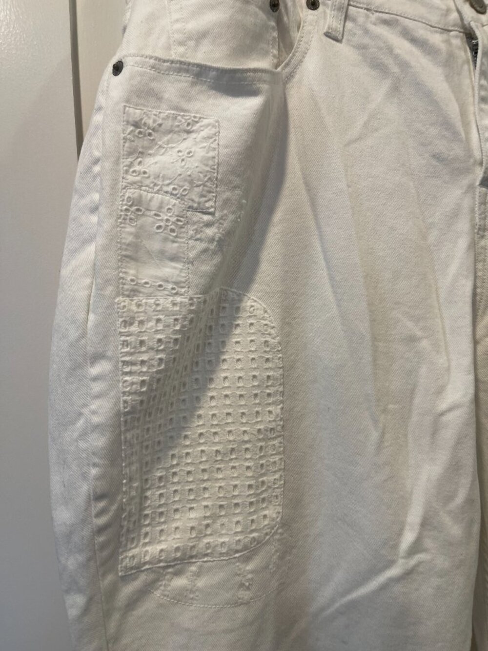 Women's New Ralph Lauren White Cotton Jeans w/Lace Details Sz 16W $195 - Picture 2 of 13